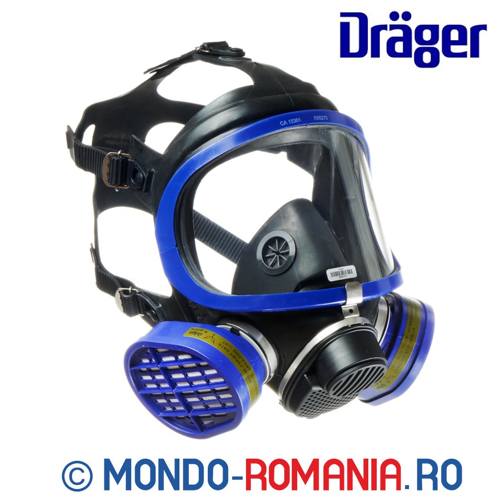 Masca integrala DRAGER 5500 echipata cu 2 filtre de tip ABEK1