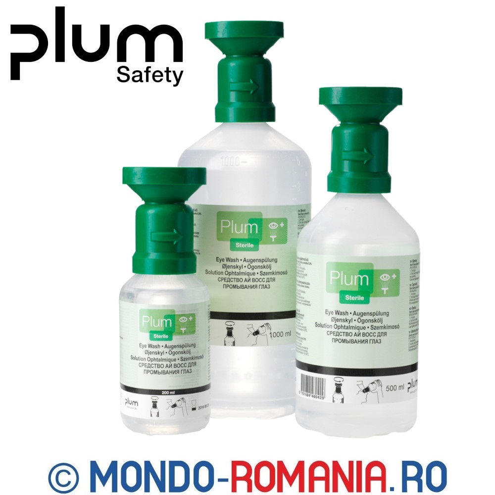 Solutie sterila de spalare ochi PLUM 500 ml in situatii de urgenta - spalatoare ochi