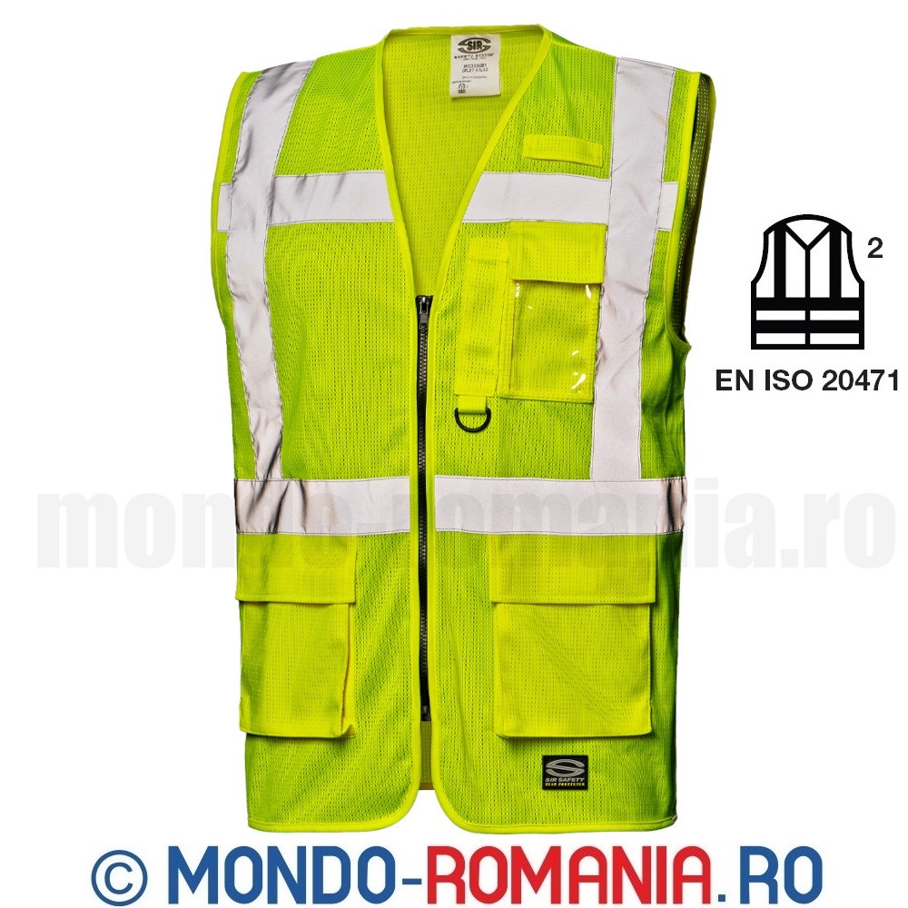 Vesta reflectorizanta neon, respirabila, cu buzunare multiple